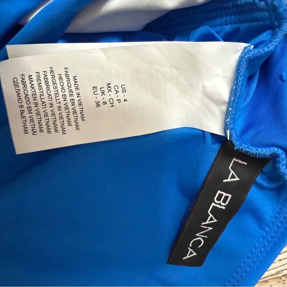 La Blanca Island Goddess high neck halter swimsuit Capri Blue Size: 4 - Picture 5 of 5